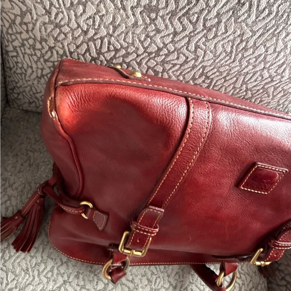 Dooney & Bourke Florentine Leather Domed Buckle Satchel in Bordeaux